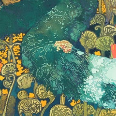 "The Unfurling" - Dipinto a inchiostro astratto e colorato su carta d'archivio