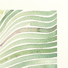 Ghosts Linger in Song - Original Abstract Green Tone Watercolor Leaf Painting
