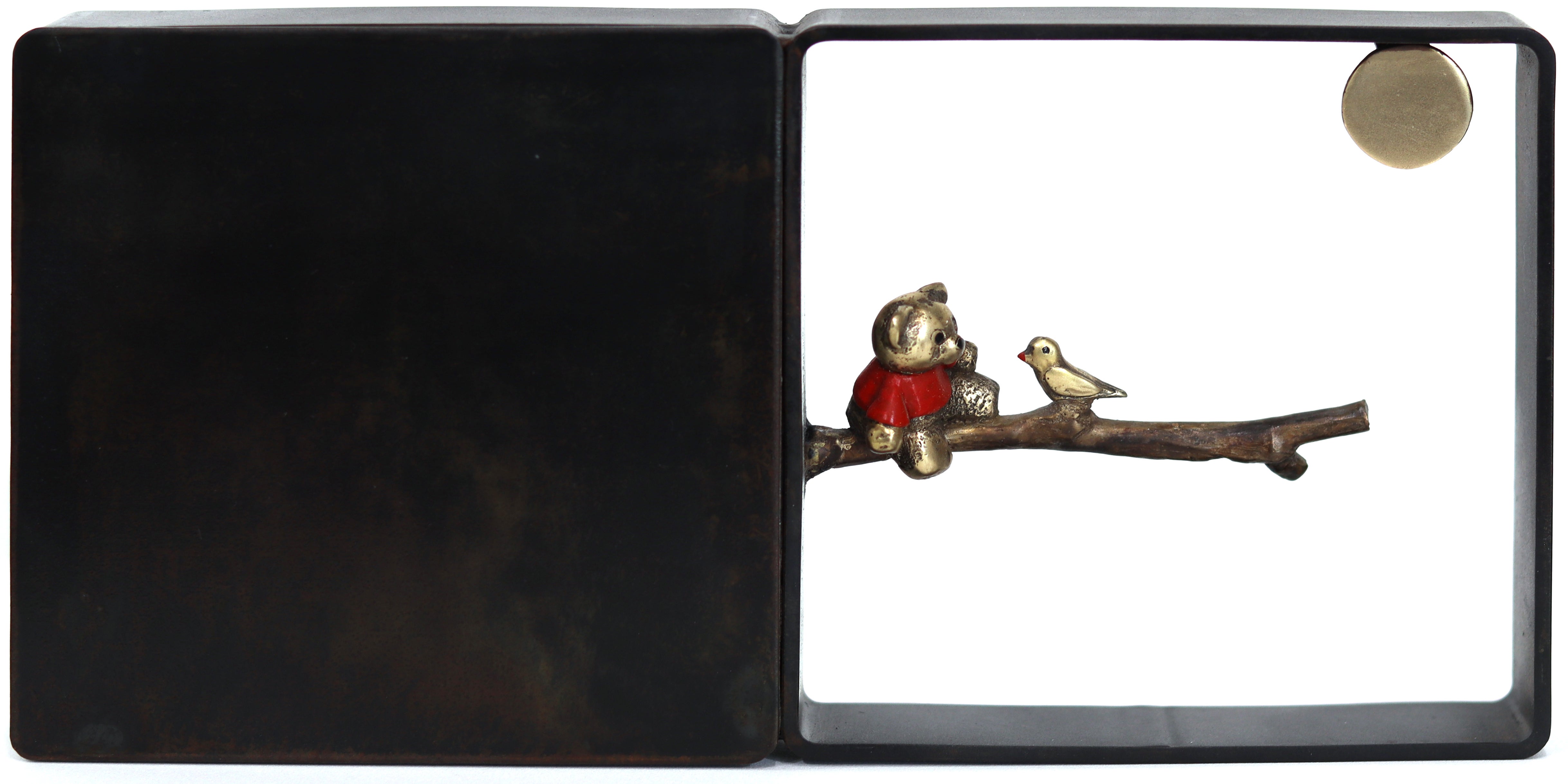Guardian of Innocence 6/25 - Modern Figurative Bronze Iron Metal Wall Sculpture - Mixed Media Art by Mireia Serra