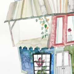 Le charmant magnolia - Nature morte architecturale colorée, aquarelle