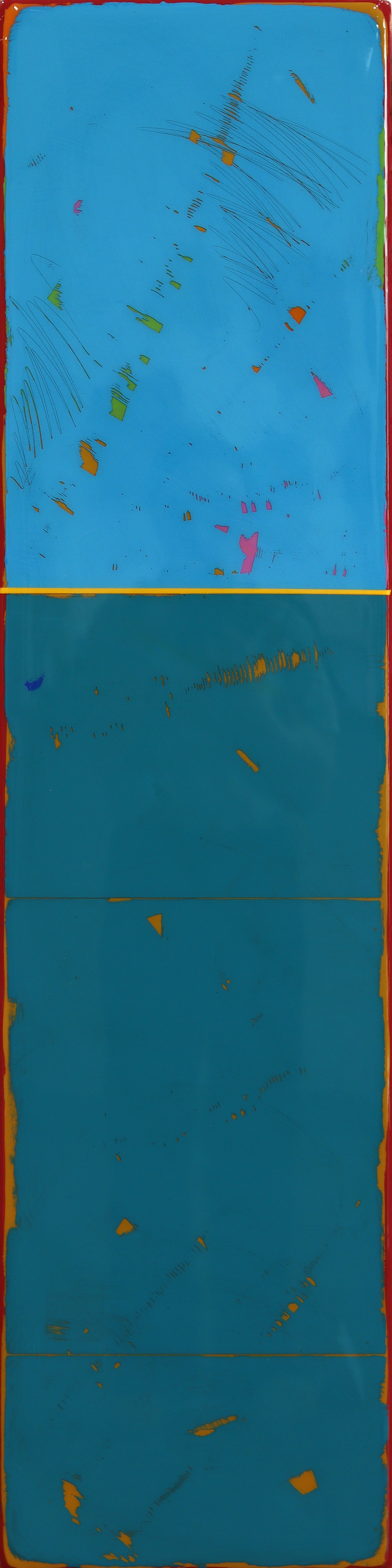 Sunspot 143 - Contemporary Resin Minimalist Blue Dual Tone Abstract Artwork