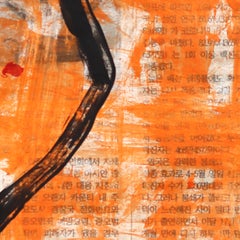 Orange Cheese Puff - Original Abstract Acrylic Pop Art on Newspaper by Gary John