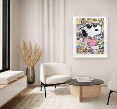 Joe Cool Lean - Framed Abstract Illustrative Figurative Snoopy Pop Art Painting