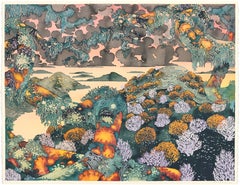Western Approaches - Abstract Colorful Landscape Ink Painting on Archival Paper