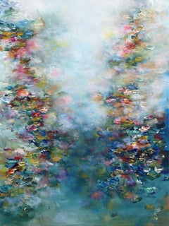 Awakening Water Lilies - Large Abstract Textural Acrylic Painting on Canvas
