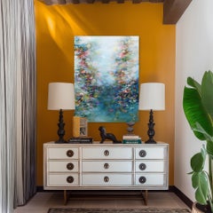 Awakening Water Lilies - Large Abstract Textural Acrylic Painting on Canvas
