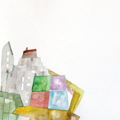 Signs of the City -Vibrant Architectural Still Life Watercolor Painting on Paper