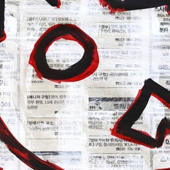 Mad Dog – Originelles abstraktes Pop-Art-Gemälde mit Tiermotiven in Acryl auf Zeitungspapier von Gary John
