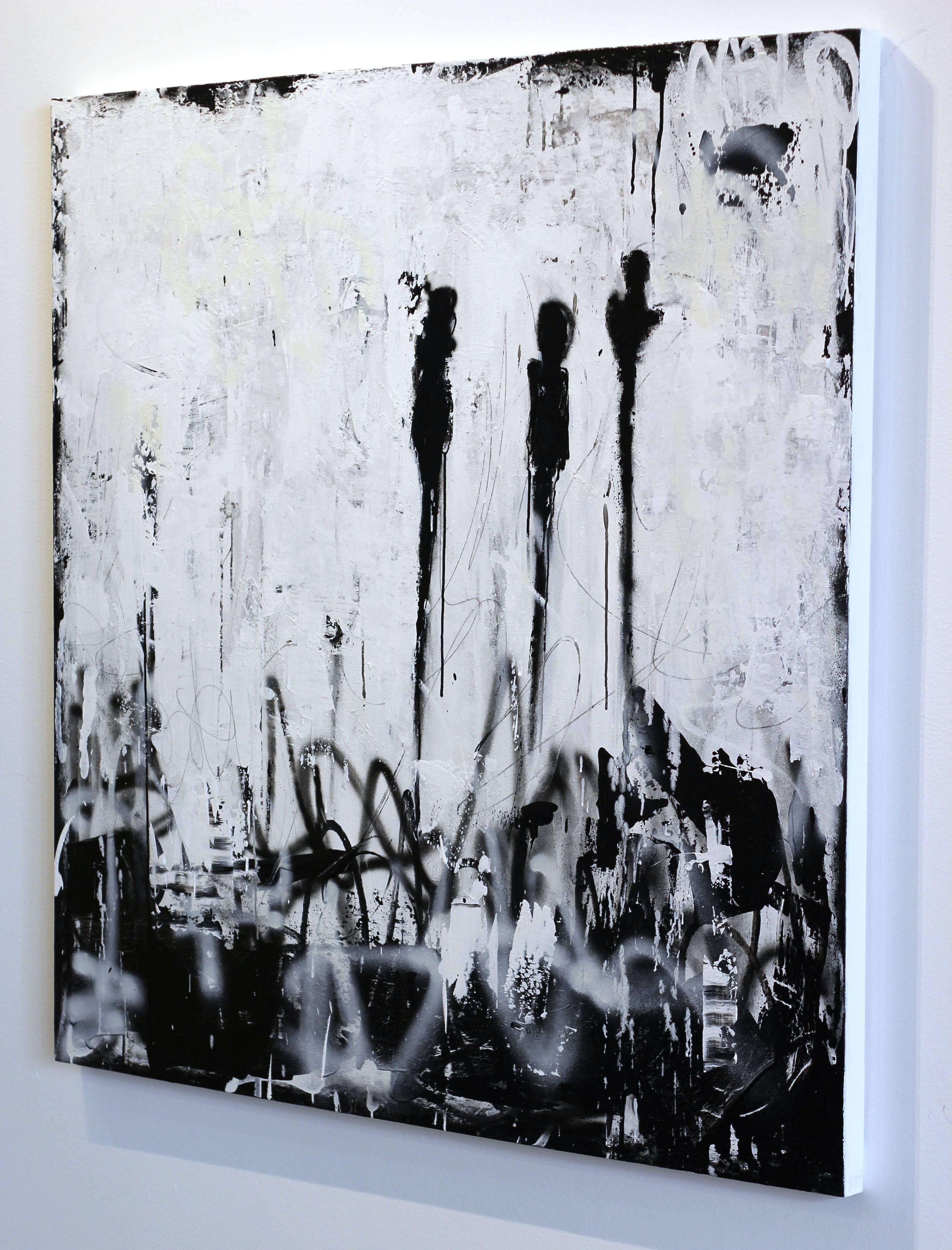 Wonderers - Gray Abstract Painting by Amber Goldhammer