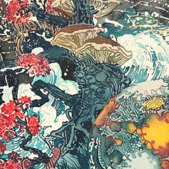 «Storm Surge»: pintura a tinta de un paisaje abstracto y colorido sobre papel de algodón de calidad de archivo