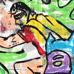 Dynamic Duo - Colorful Figurative Batman Cartoon Acrylic Pop Art by Gary John
