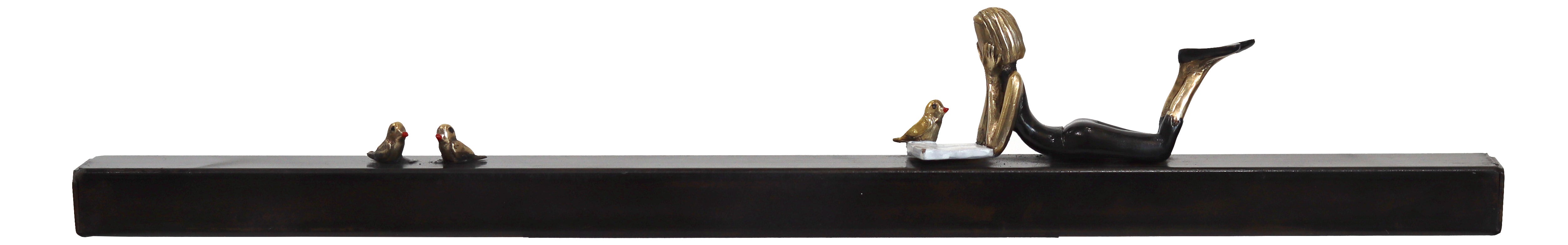 Mireia Serra Figurative Sculpture - Shared Secrets 10/25 - Contemporary Figurative Bronze Iron Metal Wall Sculpture