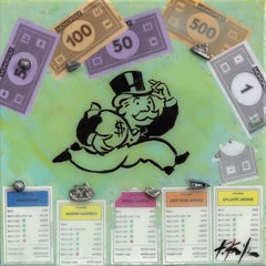Avanti verso Hollywood Blvd - Opera d'arte astratta su tela in tecnica mista ispirata al Monopoly
