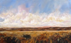 Wind in Our Hair - Rural Large Scale Landscape Mixed Media Painting on Canvas