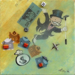 Advance to Palm Desert Drive - Opera d’arte astratta in tecnica mista ispirata al Monopoly