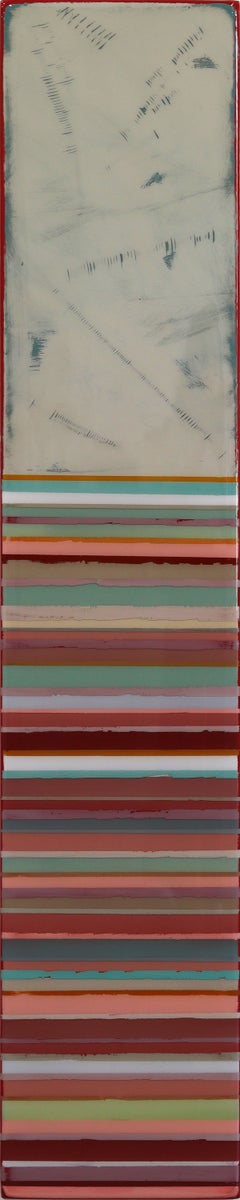 Tall Sunspot 71 - Modern Abstract Resin Minimalist Striped Mixed Media Artwork