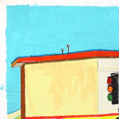 PCH, South Bay - Natura morta astratta e colorata della città di Los Angeles, opera in tecnica mista su carta