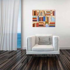 «Por la tarde»: obra de arte contemporánea abstracta, minimalista, en resina y técnica mixta