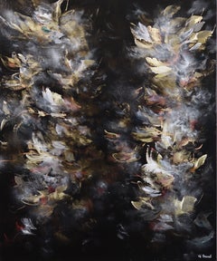 Oser s'exprimer - Peinture acrylique abstraite aux textures, en noir et or, sur toile