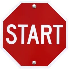 Start XIII - Steel & Metal Street Sign Inspired Mixed Media Wall Sculpture Art