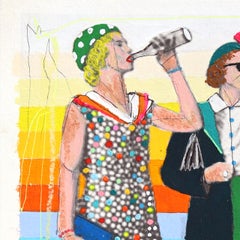 Empowering #23 - Abstract Quirky Colorful Figurative Mixed Media Art on Paper