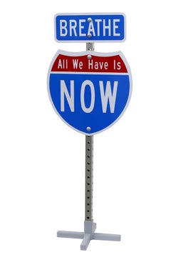 Innerstate Now (Breathe) - Metal Street Sign Inspired Free Standing Sculpture