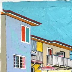 Strolling Hermosa Beach - Abstract Colorful Still Life Mixed Media Art on Paper