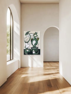 « Jits » à Rome - Œuvre d'art moderne abstraite aux formes organiques, technique mixte sur toile