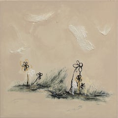 Una giornata ventosa - Natura morta floreale astratta: opera d'arte ispirata ai graffiti con texture