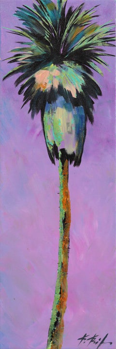 Lilac Lollipop - Abstract Palm Tree Still Life Acrylic Painting on Canvas
