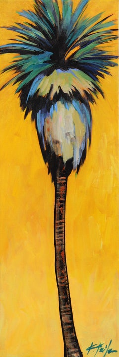 Paradise Pop - Abstract Yellow Palm Tree Still Life Acrylic Painting on Canvas