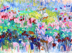 Flower Field II - Large Scale Colorful Contemporary Abstract Mixed Media Artwork