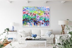 Flower Field II - Large Scale Colorful Contemporary Abstract Mixed Media Artwork