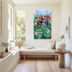 Flower Field I - Large Scale Colorful Contemporary Abstract Mixed Media Artwork