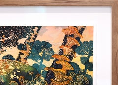 Ascension - Framed Original Colorful Landscape Ink Painting on Archival Paper