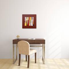 Poemes XXXIX - Contemporary Textural Abstract Acrylic and Thread Painting