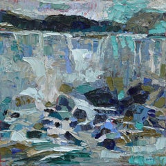 Niagara Falls, Canada Looking onto US Side - Abstract Textural Impasto Painting