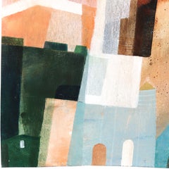 Morning Grid - Abstract Colorful Architectural City Landscape Painting on Canvas