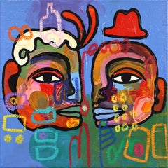 Vows Exchanged - Abstract Figurative Cubist Inspired Colorful Mixed Media Art