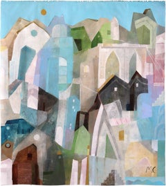 Bright City Light - Abstract Architectural City Landscape Painting on Canvas