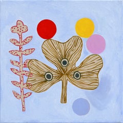 Mind Garden - Abstract Colorful Folk Art Inspired Still Life Painting on Cavnas