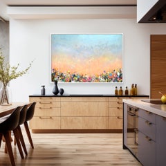 Peach Dawn - Contemporary Abstract Textured Colorful Landscape Art on Wood Panel