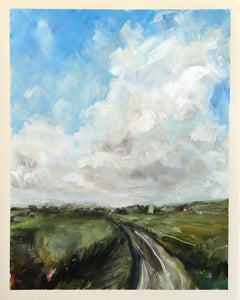 Landscape Study 273 - Atmospheric Impressionist Acrylic Painting on Canvas Paper