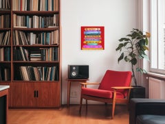 Genius 10 – Abstraktes, farbenfrohes Stillleben mit Büchern, Acrylgemälde auf Leinwand