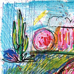 Desert Drifter - Original Abstract Colorful Cowboy on Horse Artwork on Paper