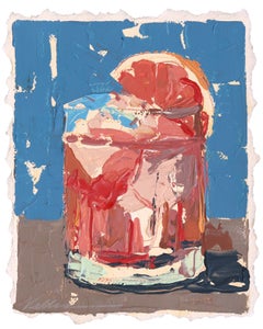 Paloma - Original Abstract Grapefruit Cocktail Still Life Acrylic Art on Paper