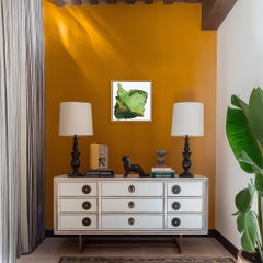 Gold Moss – Zeitgenössisches, gerahmtes, minimalistisches, grünes abstraktes Gemälde auf Leinwand