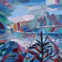 Campsite, Temagami - Abstract Textural Impasto Landscape Painting on Canvas