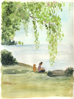 Einsamkeit – Original-Aquarell, figuratives Natur-Stillleben auf Papier