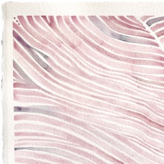 Flow From My Veins - Dipinto astratto originale a acquerello con tonalità rosa raffigurante una foglia